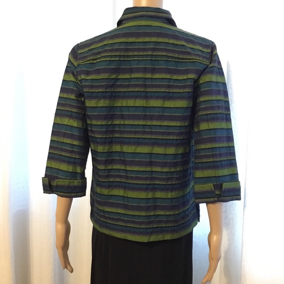 Career casual boxy 3/4 sleeve stripe shacket - Picture 4 of 9